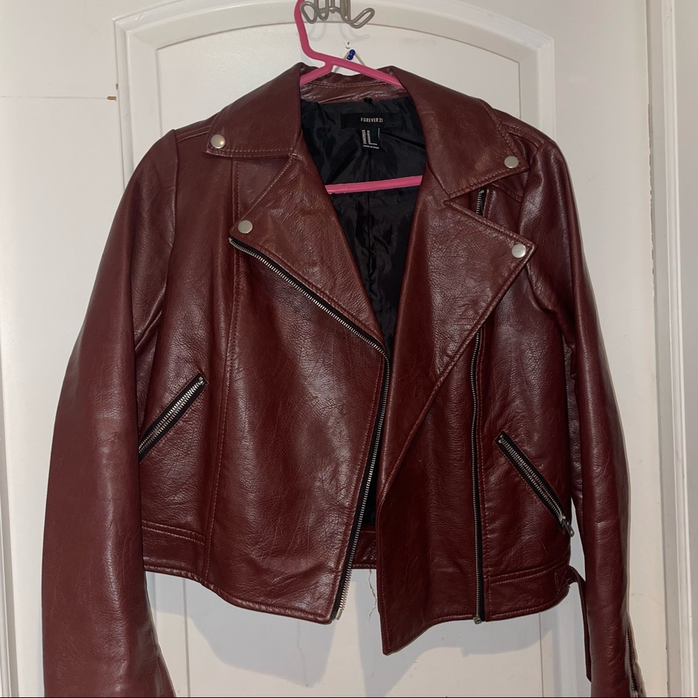 Girls Medium Leather Jacket Good Condition